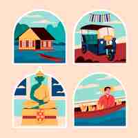 Gratis vector naïeve thailand-stickers