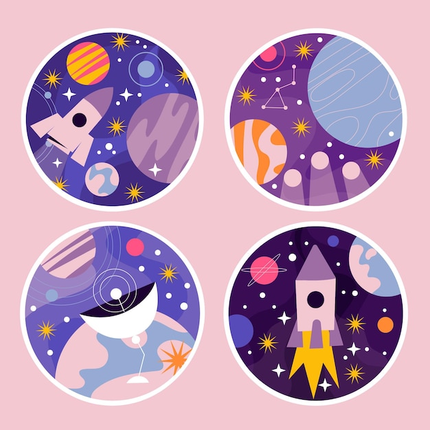 Naïeve universum stickers collectie