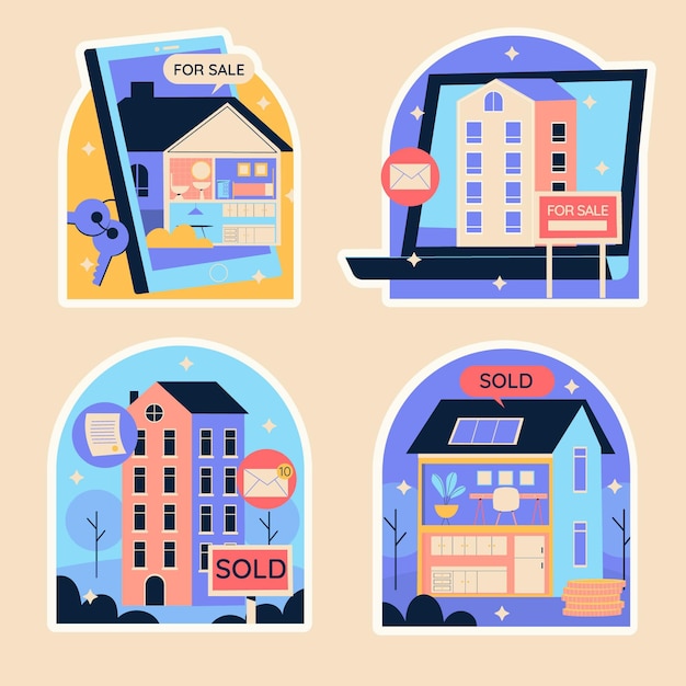 Gratis vector naïeve vastgoedstickers