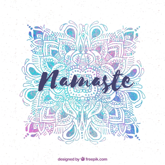 Gratis vector namaste achtergrond met aquarel mandala