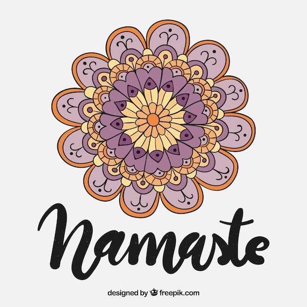 Namaste achtergrond met handgetekende mandala in vintage stijl