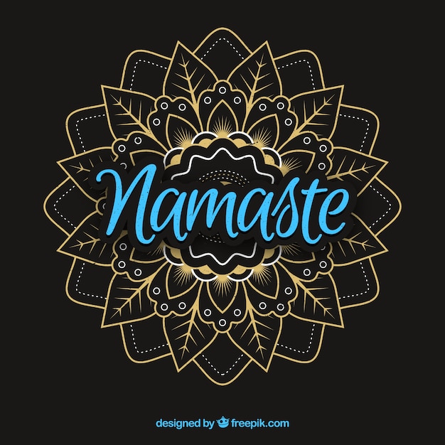 Gratis vector namaste lettering met elegante mandala