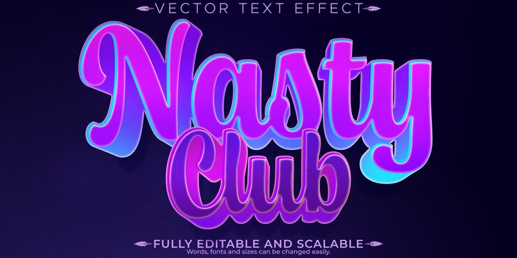 Gratis Vector nasty bewerkbare tekst effect bewerkbare club en partij tekst stijl