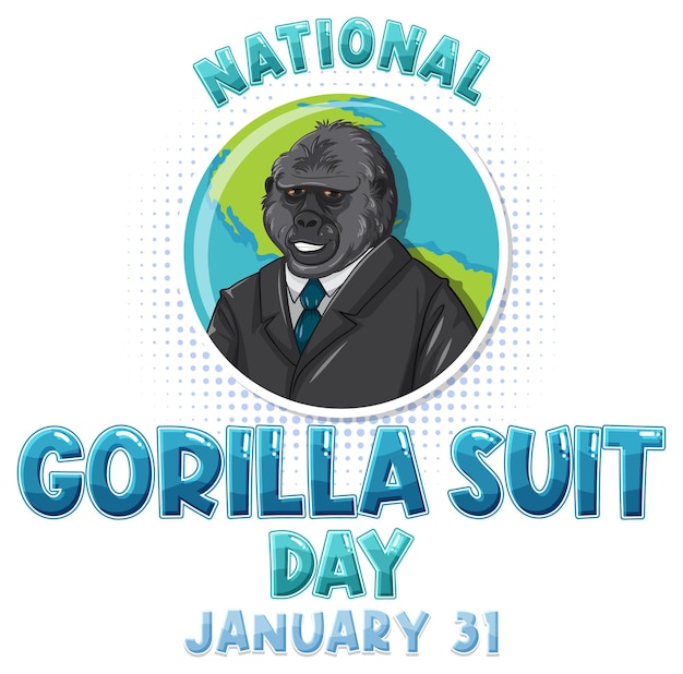 Gratis vector nationale banner voor de dag van het gorillapak