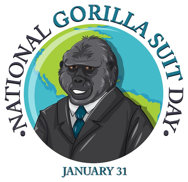 Gratis vector nationale banner voor de dag van het gorillapak