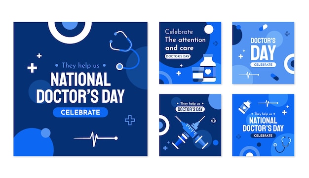 Gratis vector nationale doktersdag handgetekende ig postcollectie