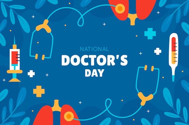 Gratis vector nationale doktersdag handgetekende platte achtergrond