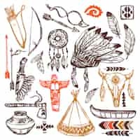 Gratis vector native americans set