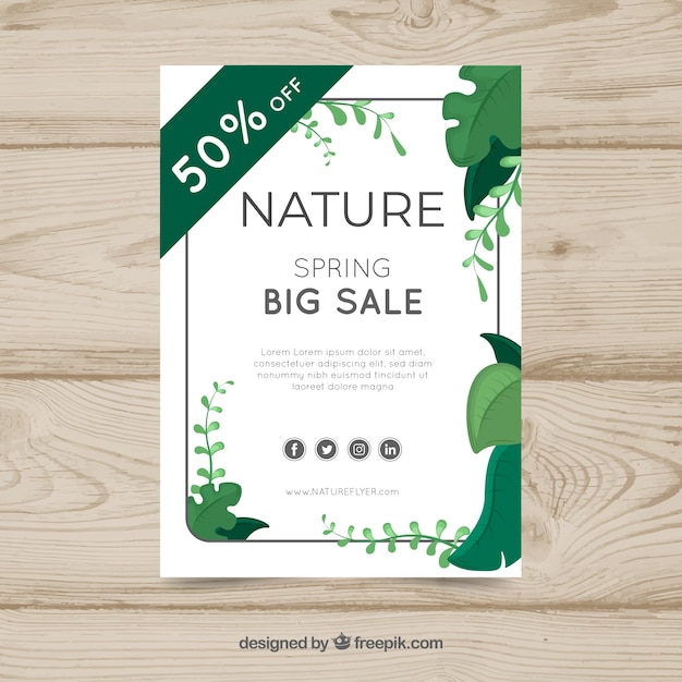 Natuur flyer sjabloon met platte ontwerp