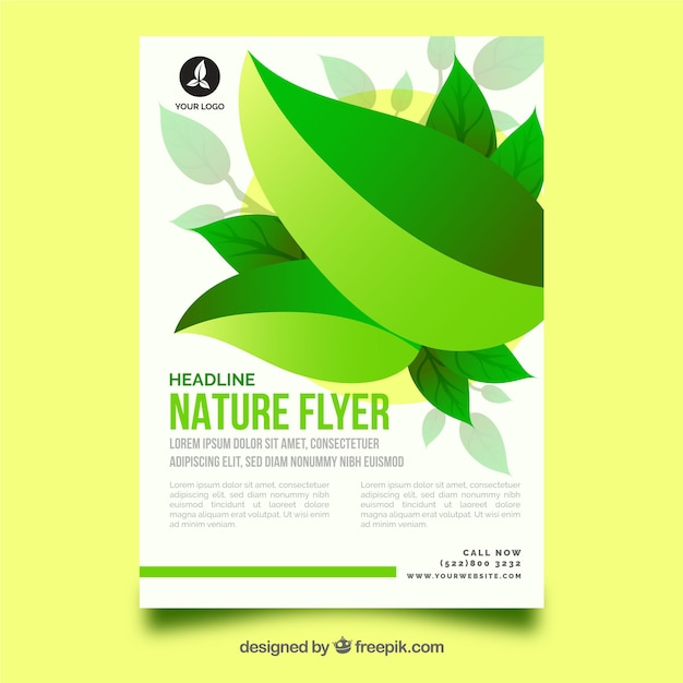 Gratis vector natuur flyer sjabloon met platte ontwerp