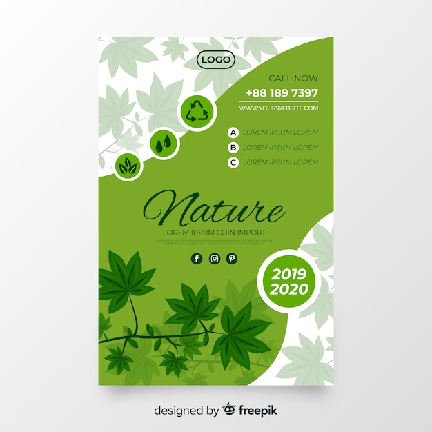 Gratis vector natuur flyer sjabloon