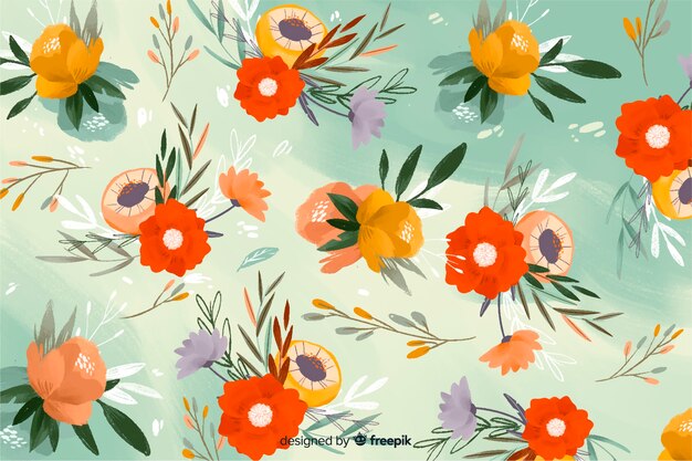 Gratis vector natuur handgetekende bloemen achtergrond