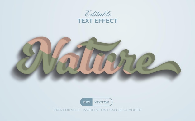 Natuur teksteffect stijl. bewerkbaar teksteffect