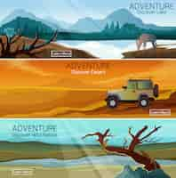 Gratis vector natuurlandschappen reizen platte geplaatste banners