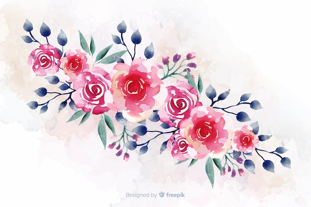 Gratis vector natuurlijke achtergrond met waterverfbloemen