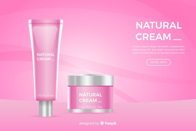 Natuurlijke crème advertentie in realistische stijl