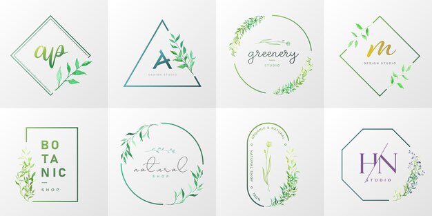 Natuurlijke en biologische logo-collectie voor branding, huisstijl, verpakking en visitekaartje.
