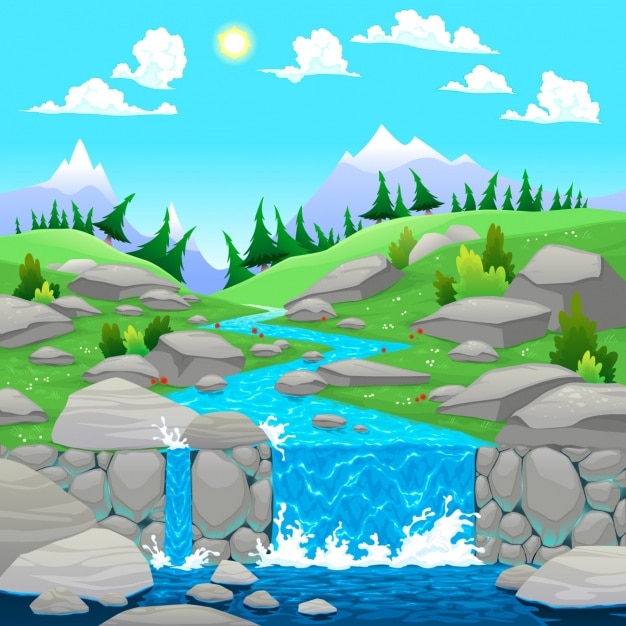 Gratis vector natuurlijke landschap achtergrond ontwerp