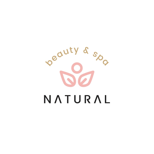 Natuurlijke schoonheid en spa logo ontwerp illustratie