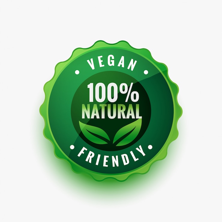 Gratis Vector natuurlijke vegan vriendelijke groene bladeren label of sticker