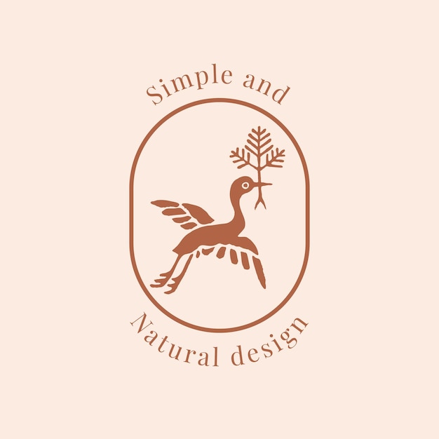 Natuurlijke vogel logo vector sjabloon voor biologische merken in aardetint