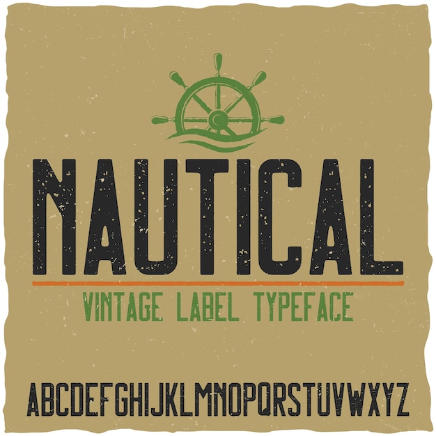 Gratis vector nautisch lettertype en voorbeeld