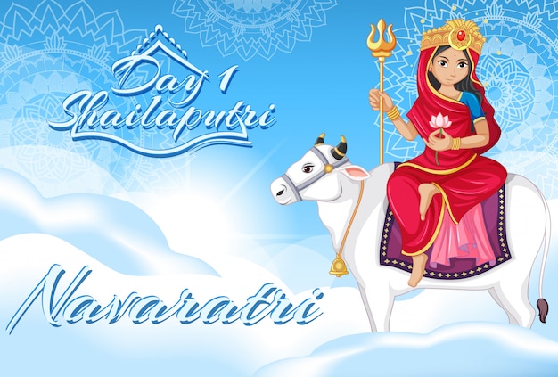 Gratis vector navatri wenskaart met godin