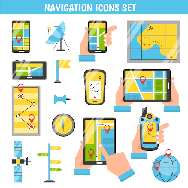 Gratis vector navigatie flat color decoratieve pictogrammen