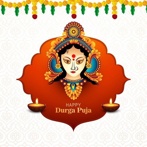 Navratri en durga puja festival culturele viering kaart achtergrond