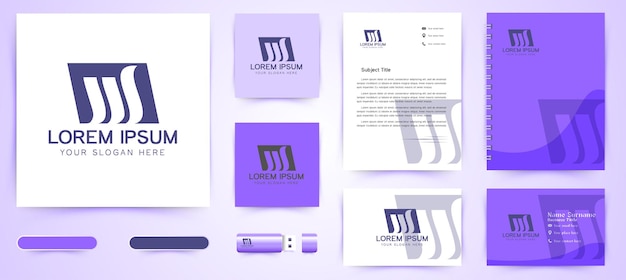 Negatieve ruimte Letter WM-logo en inspiratie voor sjabloonontwerp voor bedrijfsbranding