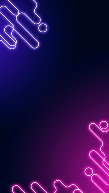 Gratis vector neon abstracte rand op een donkerpaarse sociale verhaalsjabloonvector