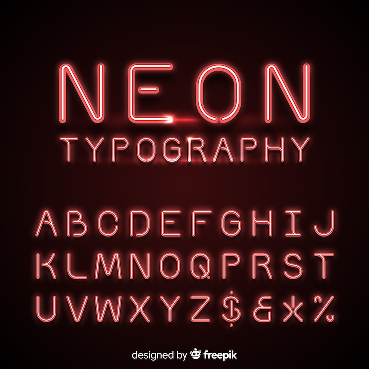 Gratis Vector neon alfabet in rode kleur