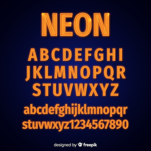 Neon alfabet sjabloon