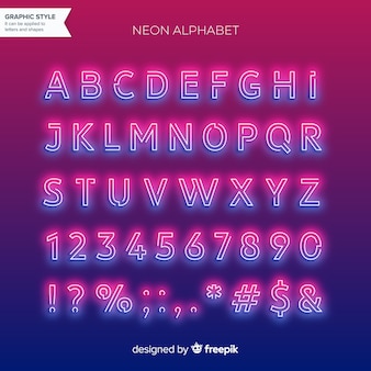 Neon alfabet Gratis Vector