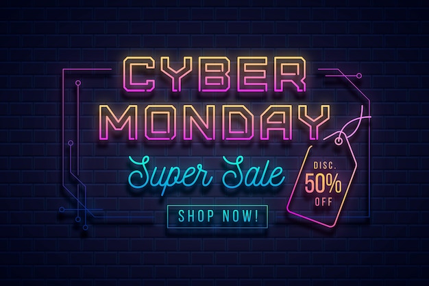 Neon banner cyber maandag