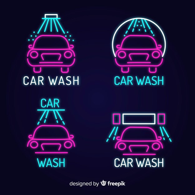 Neon car wash tekenpakket