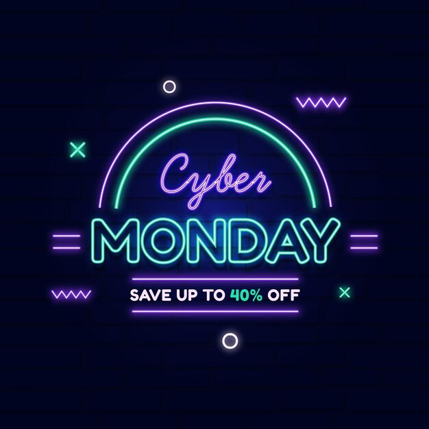 Neon cyber maandag verkoop banner