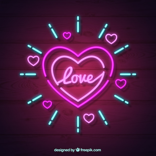 Gratis vector neon geïsoleerde hart achtergrond