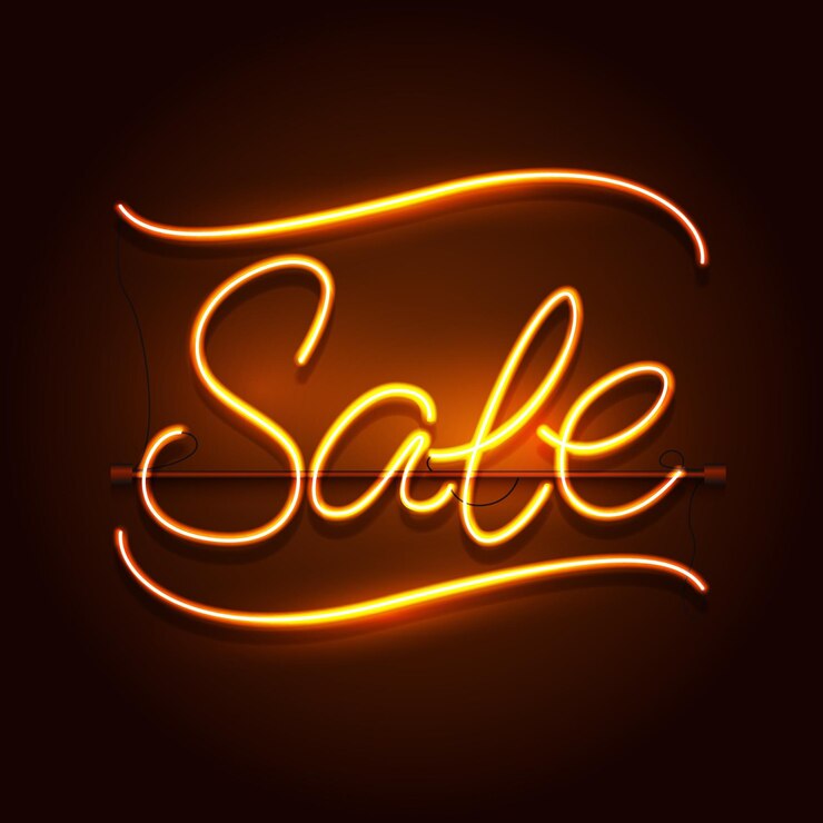 Gratis Vector neon gloeiend verkoopteken