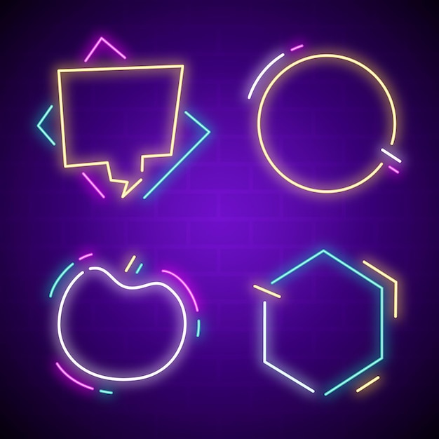 Gratis vector neon gloeiende frame collectie