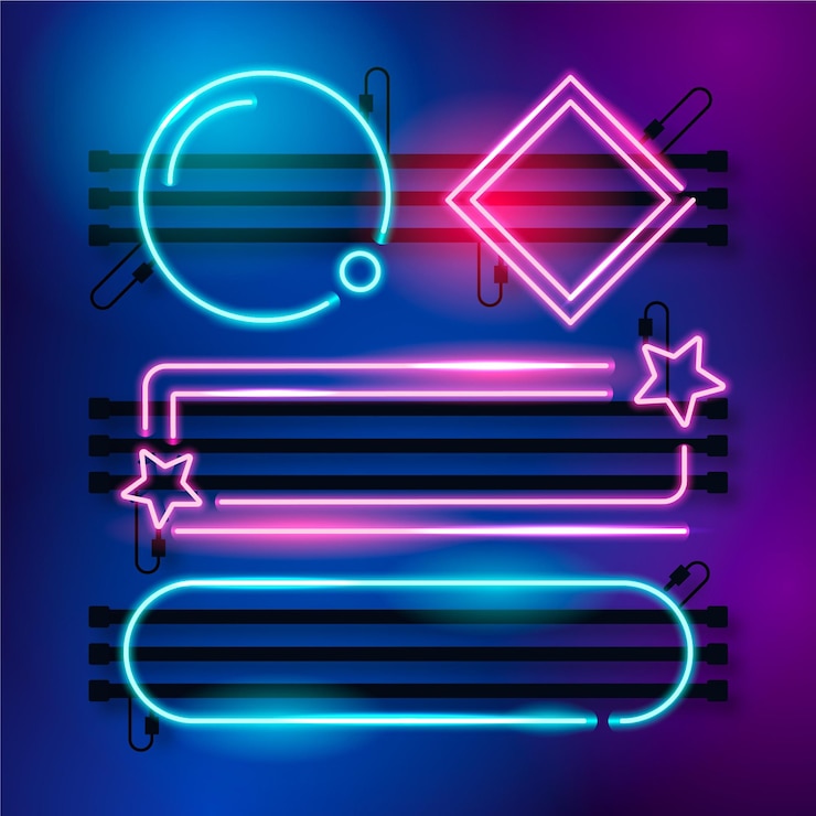 Gratis Vector neon gloeiende frame collectie