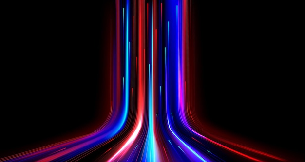 Gratis vector neon gloeiende vezel met bewegingseffect op hoge snelheid