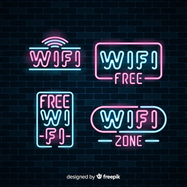 Neon gratis wifi tekencollectie