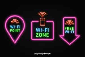 Gratis vector neon gratis wifi tekencollectie