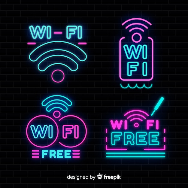 Neon gratis wifi tekencollectie