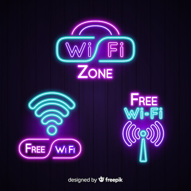 Neon gratis wifi tekencollectie