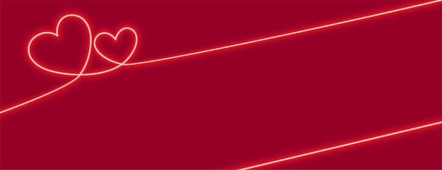 Neon harten banner ontwerp met tekst ruimte
