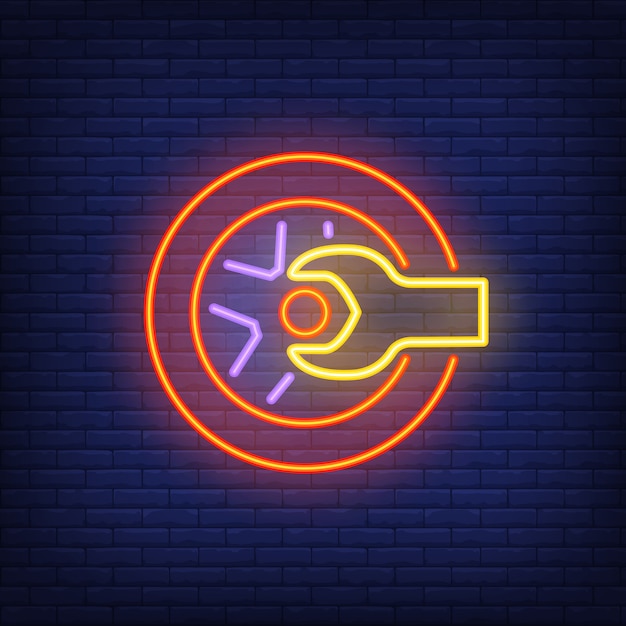 Gratis vector neon icoon van bandenwinkel