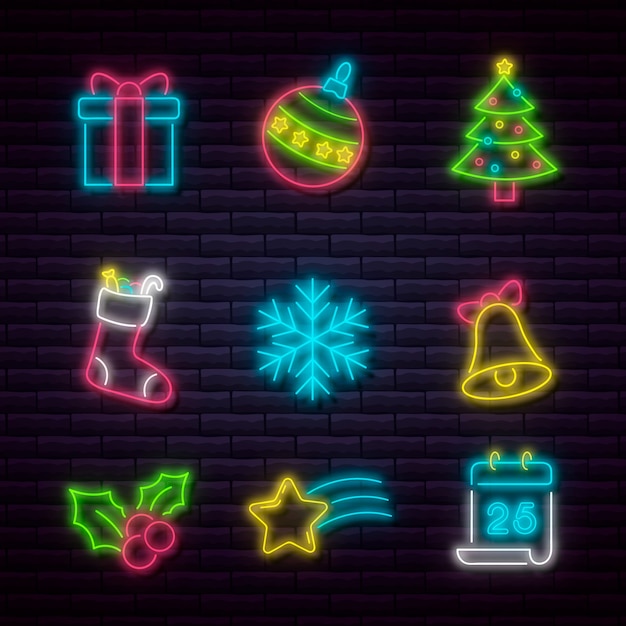 Neon kerst element collectie