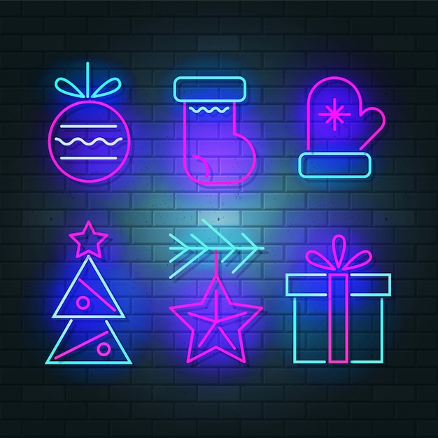 Neon kerst element collectie